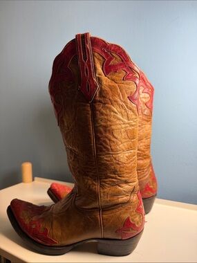 Old Gringo Handcrafted Brown and Red Leather Western Cowboy Boots